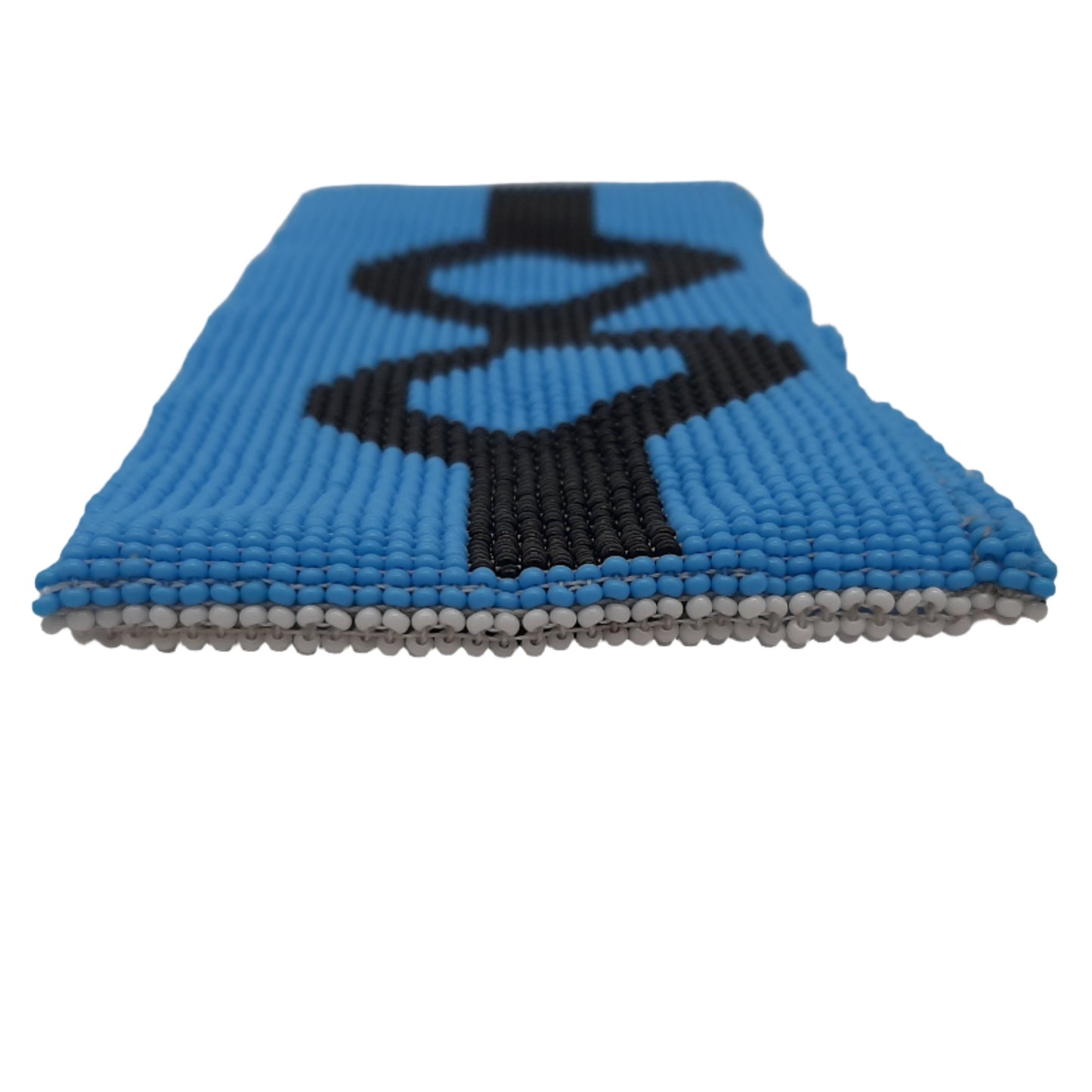 Glass Bead Eyeglass Case - BLACK SPECS ON WHITE GROUND