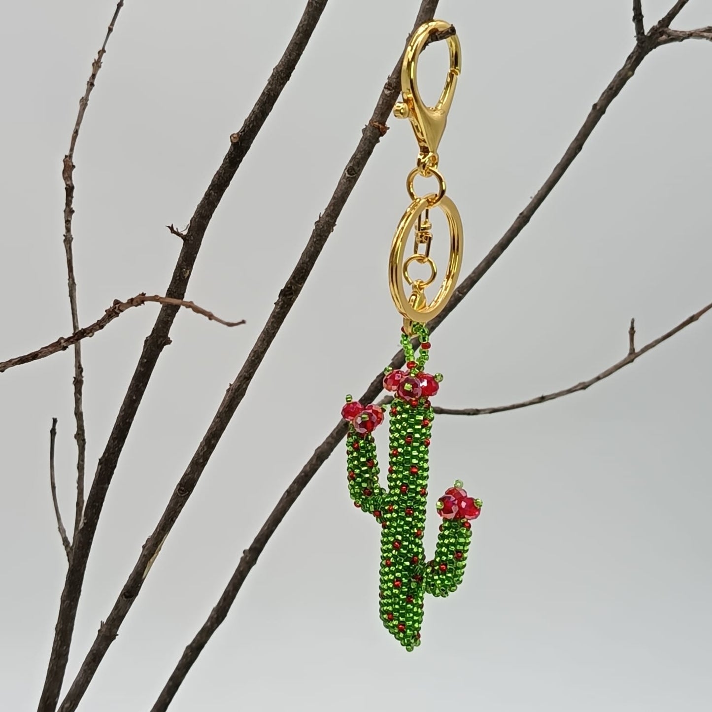 Bag charm - Beaded Cactus