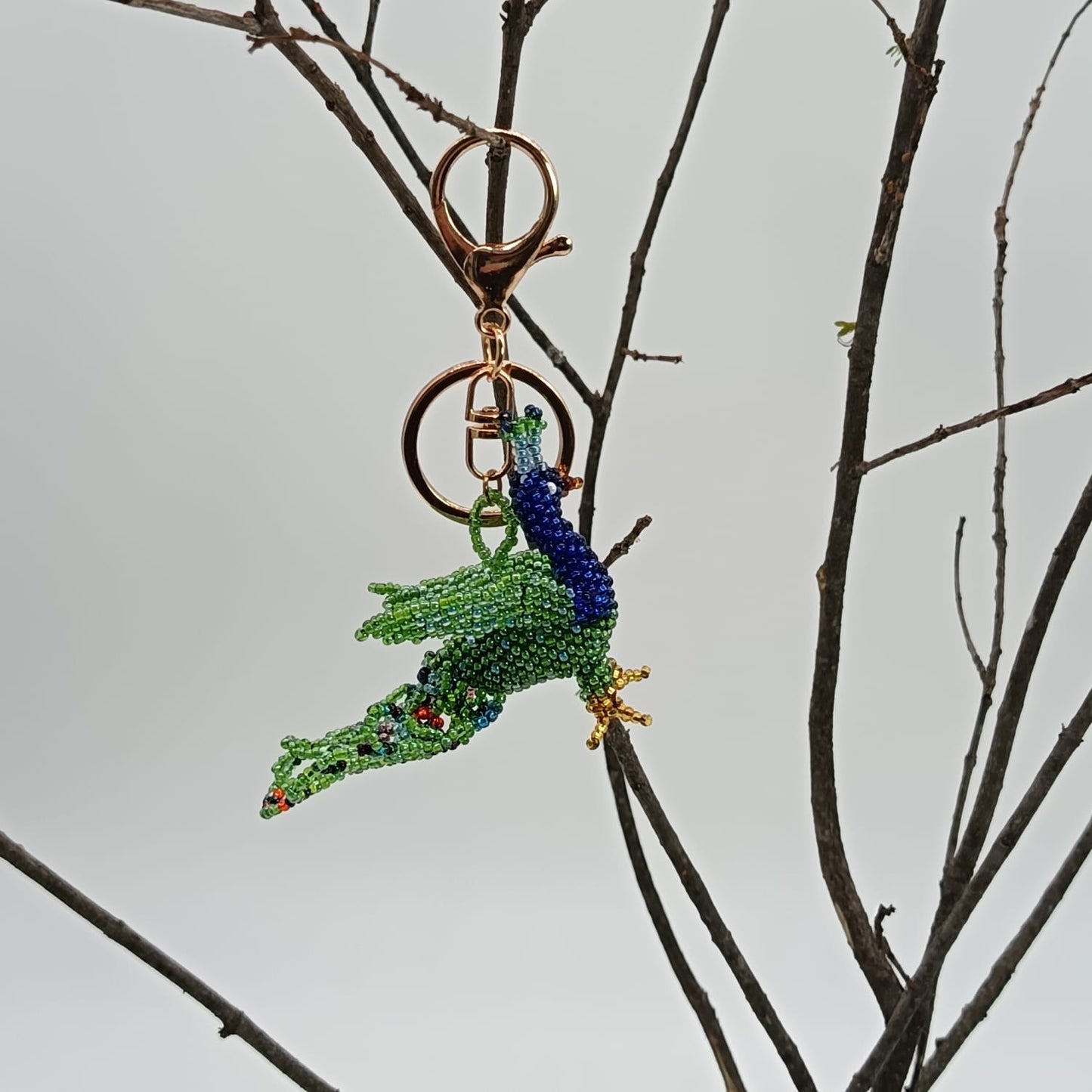 Bag charm - Beaded PEACOCK