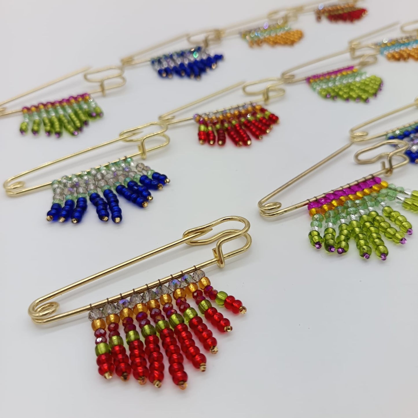 Beaded Safety Pin BROOCH - Set of 12 units