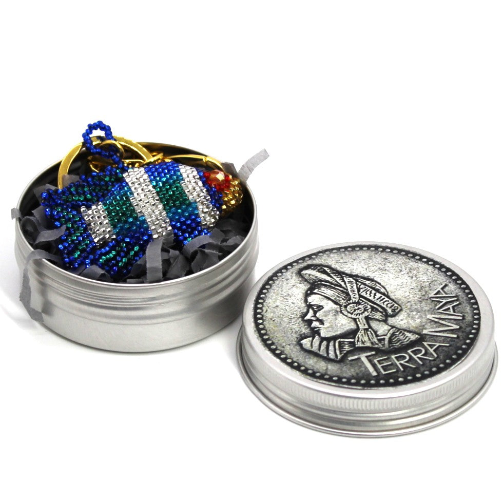 Bag charm - Beaded BLUE FISH