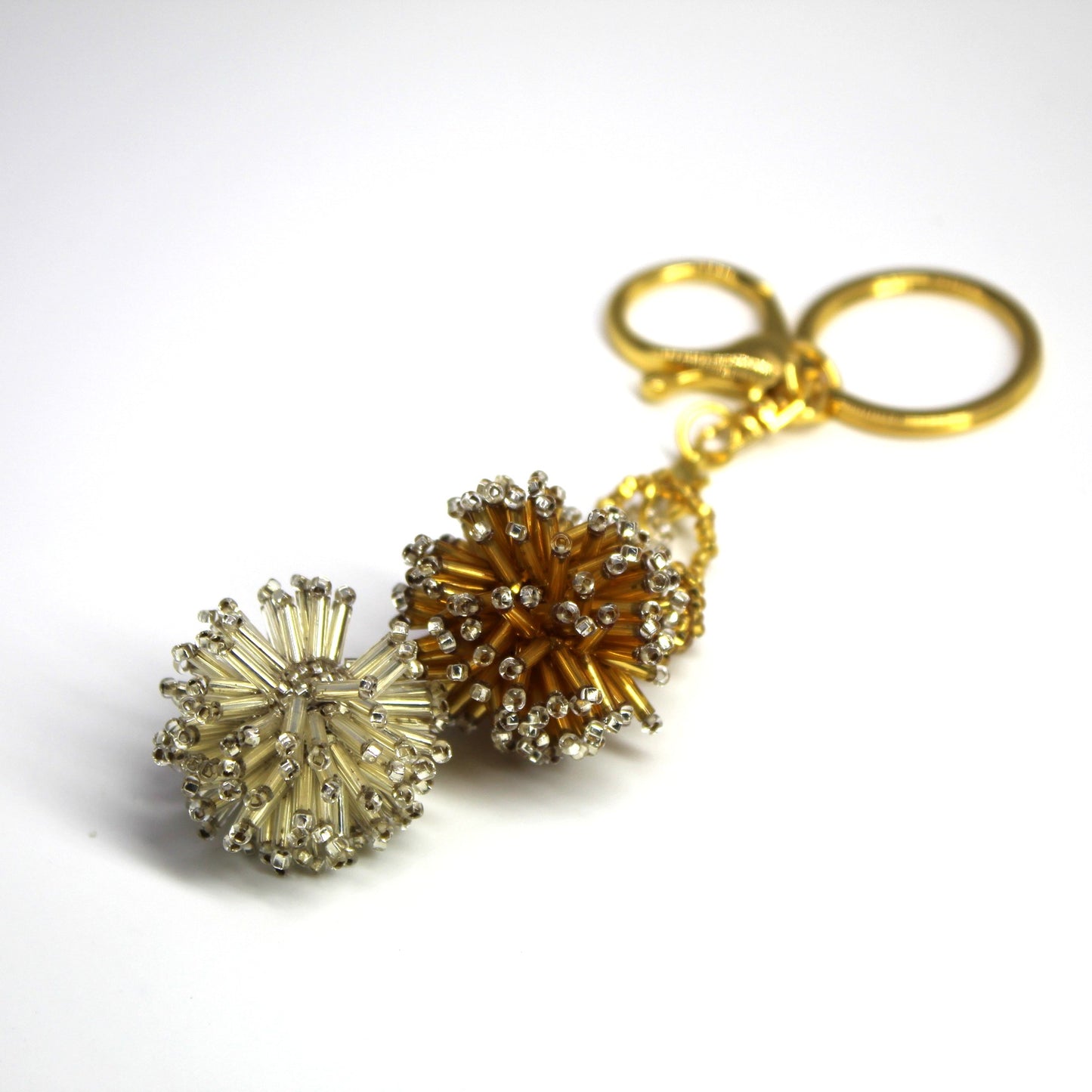 Bag charm - Beaded POM POMS