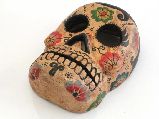 Handcarved Wooden Catrina Mask - White