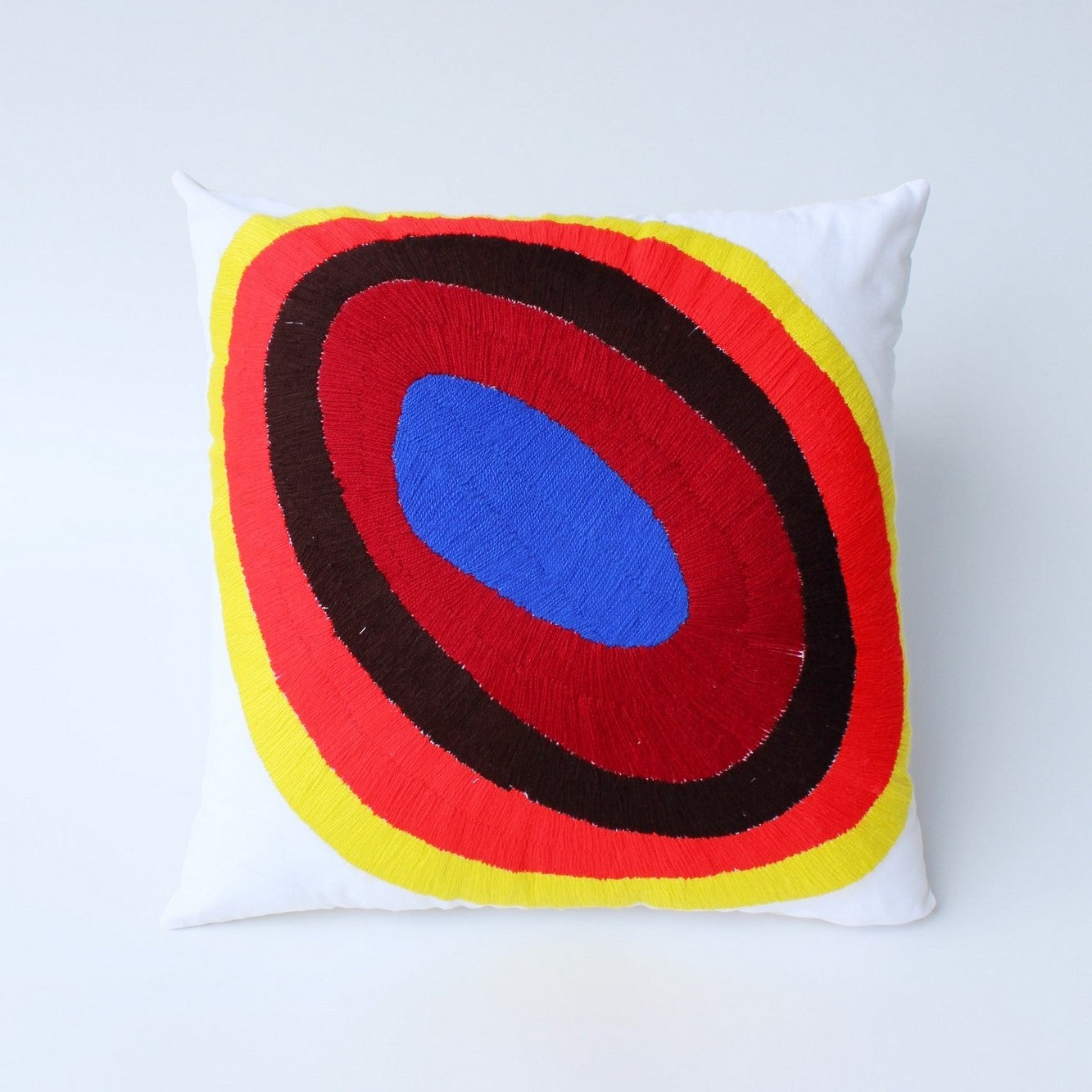 Embroidered pillow cover 16"x16"- Circles BLACK