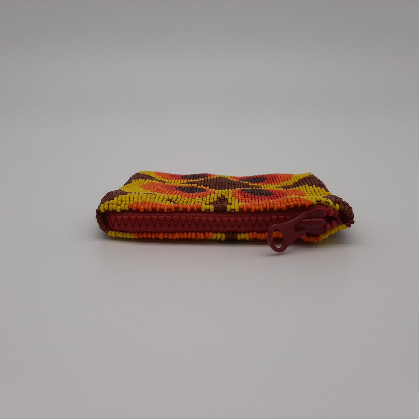 Peackok Red Glass Bead Square Coin Purse
