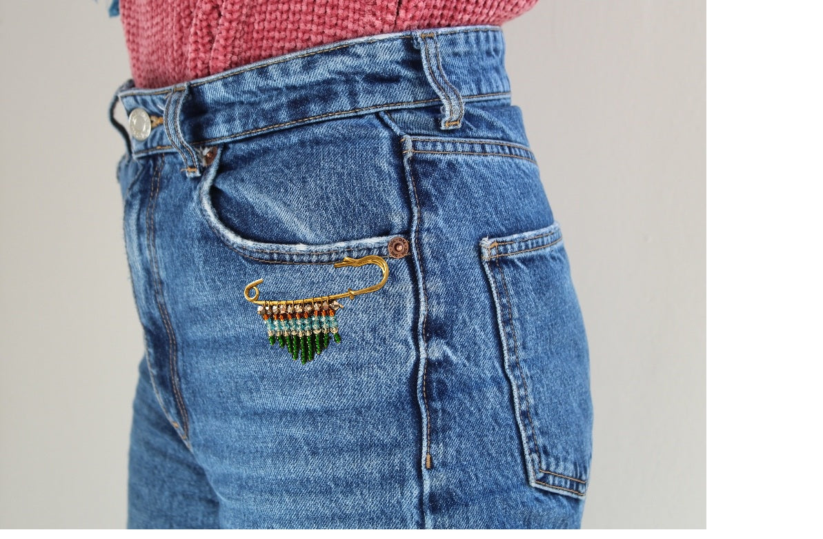 Beaded Safety Pin BROOCH - Set of 12 units