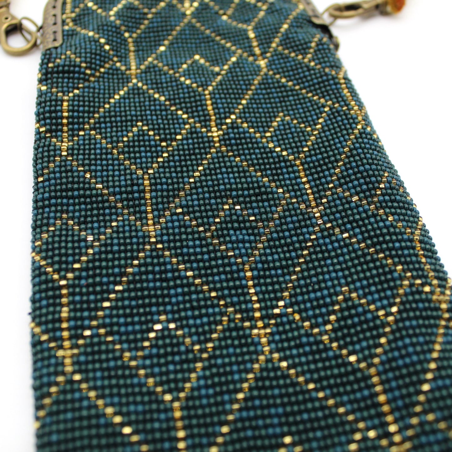 Glass Bead Cell Phone Crossbody Bag - DECO TEAL