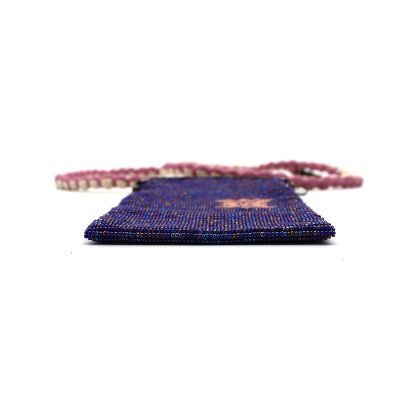 Glass Bead Cell Phone Crossbody Bag - BUTTERFLY PURPLE