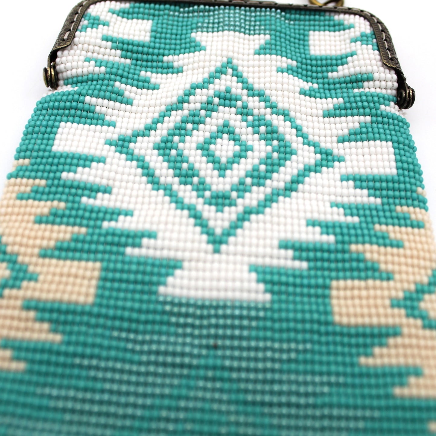 Glass Bead Cell Phone Crossbody Bag - DIAMONDS TURQUOISE