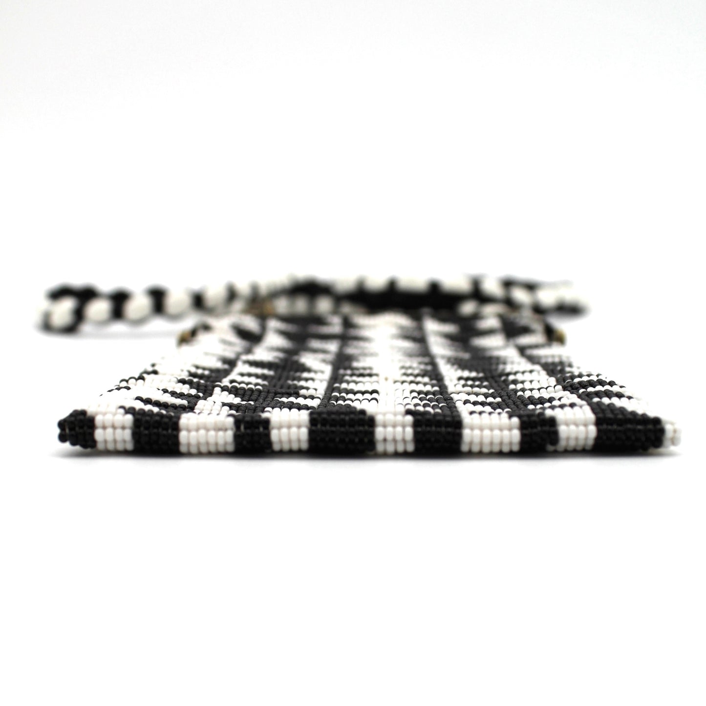 Glass Bead Cell Phone Crossbody Bag - LIGHTNING BOLT BLACK & WHITE