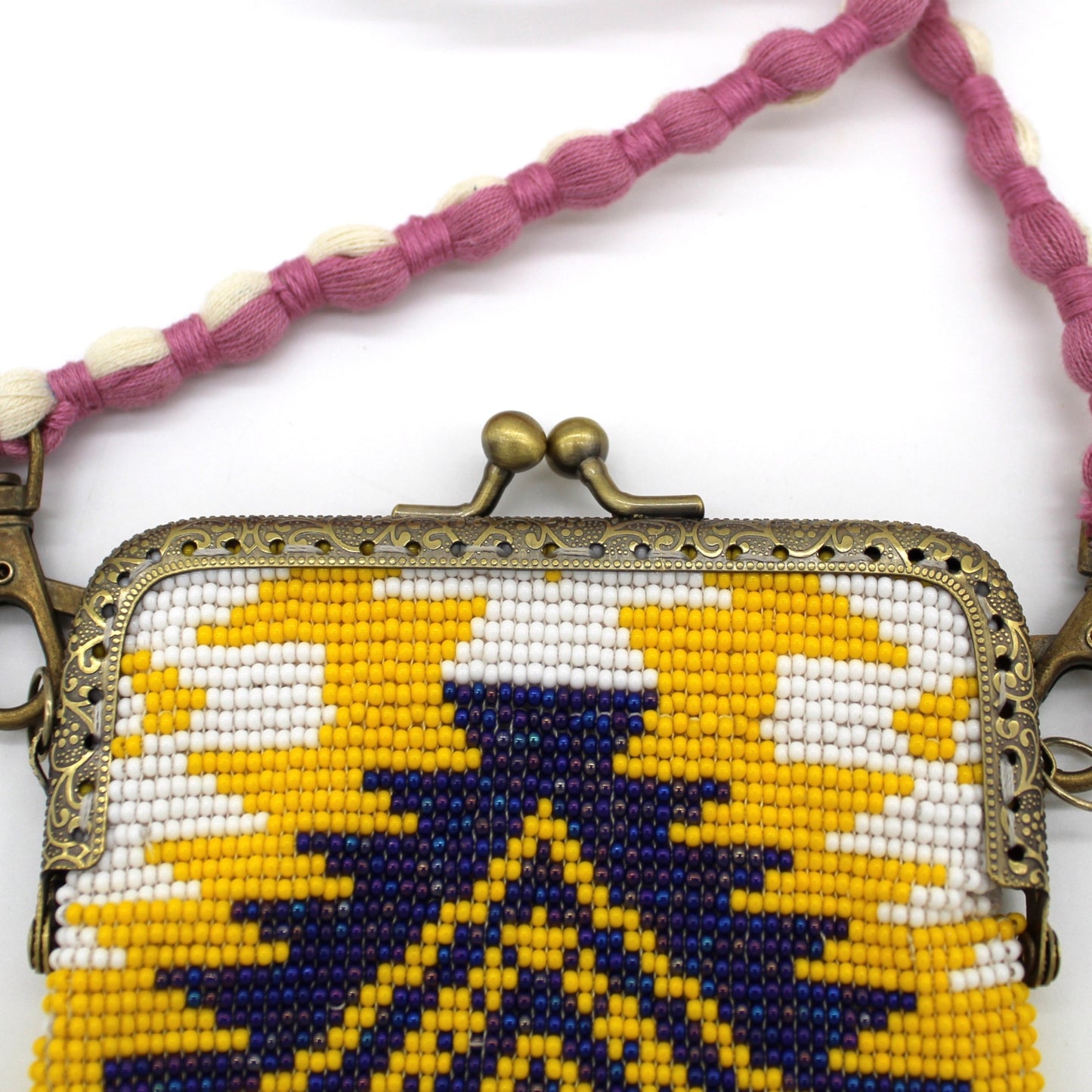 Glass Bead Cell Phone Crossbody Bag - DIAMONDS MULTI