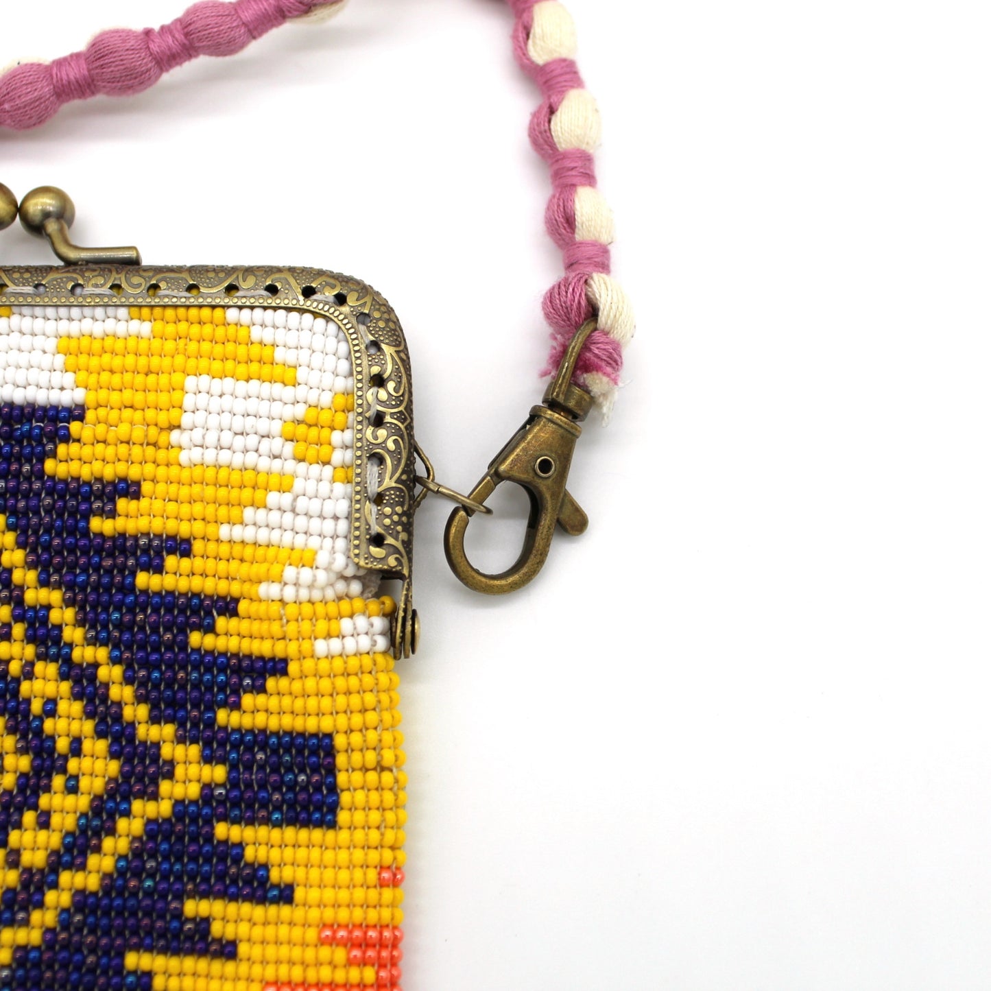 Glass Bead Cell Phone Crossbody Bag - DIAMONDS MULTI