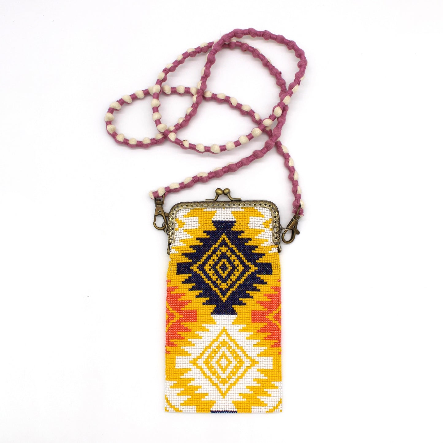 Glass Bead Cell Phone Crossbody Bag - DIAMONDS MULTI