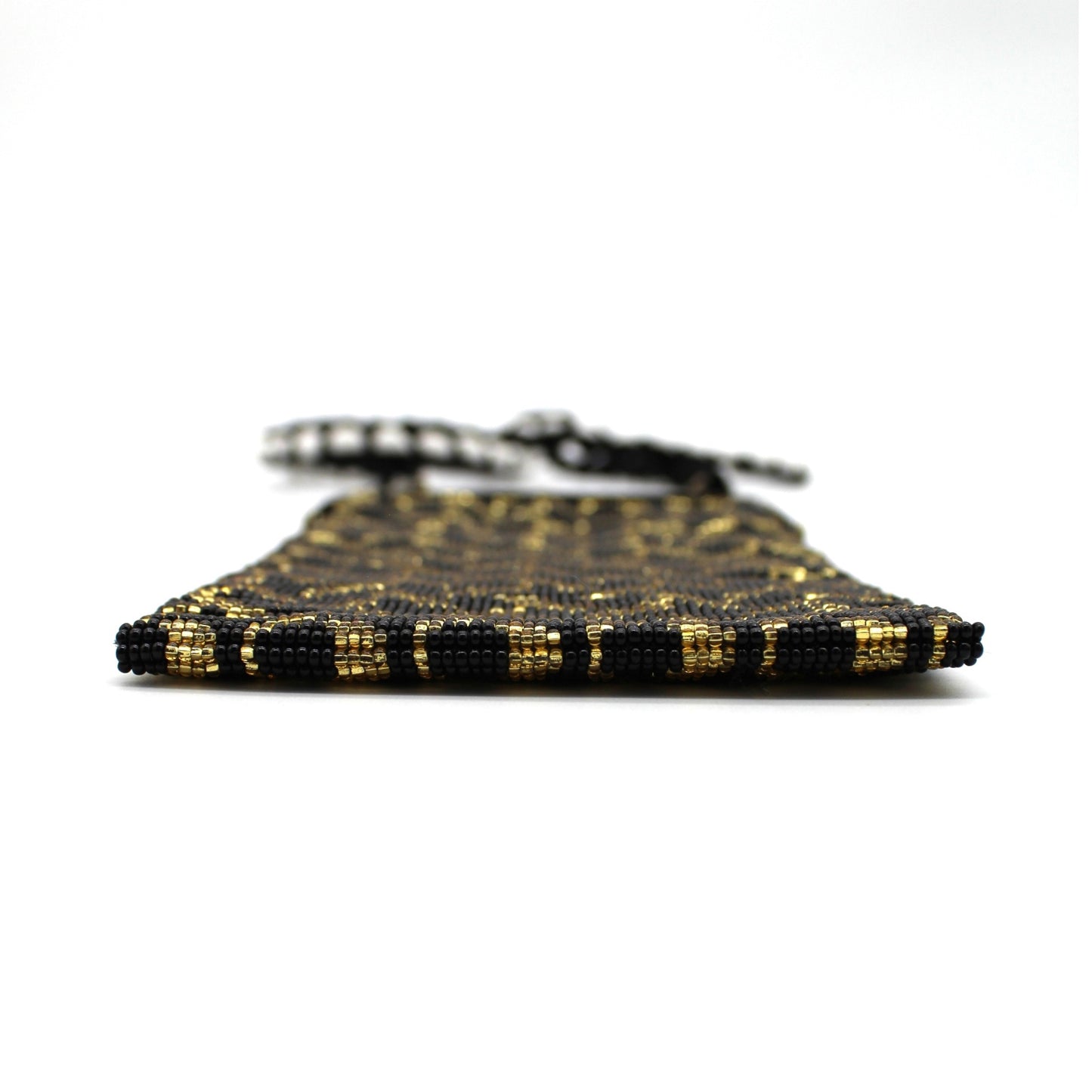 Glass Bead Cell Phone Crossbody Bag - STARS BLACK AND GOLD