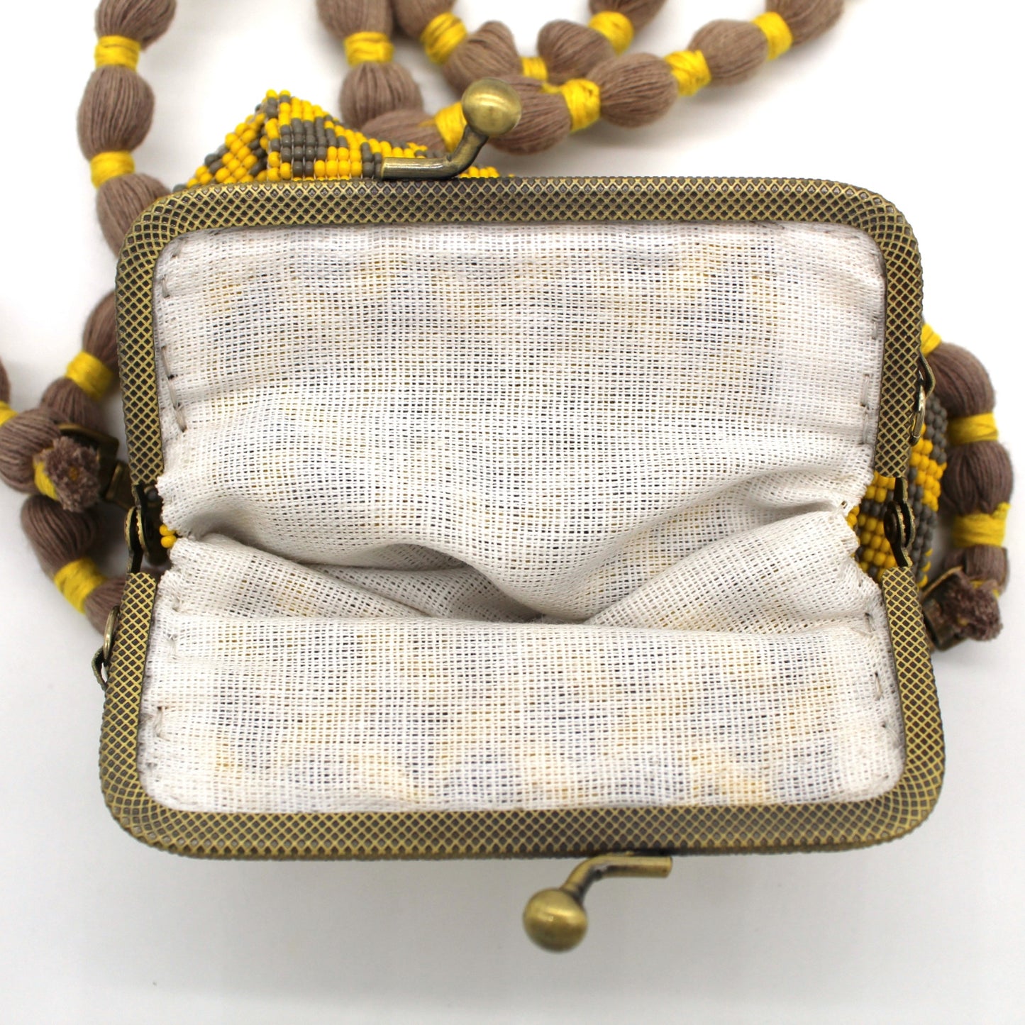 Glass Bead Cell Phone Crossbody Bag - STARS GRAY YELLOW