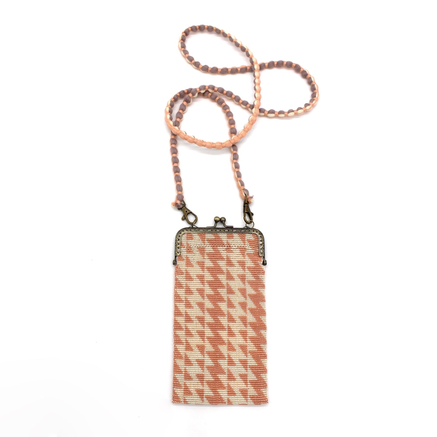 Glass Bead Cell Phone Crossbody Bag - LIGHTNING BOLT ROSE