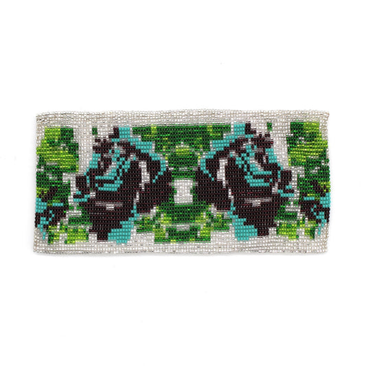 Glass Bead Eyeglass Case - FLOWERS SILVER