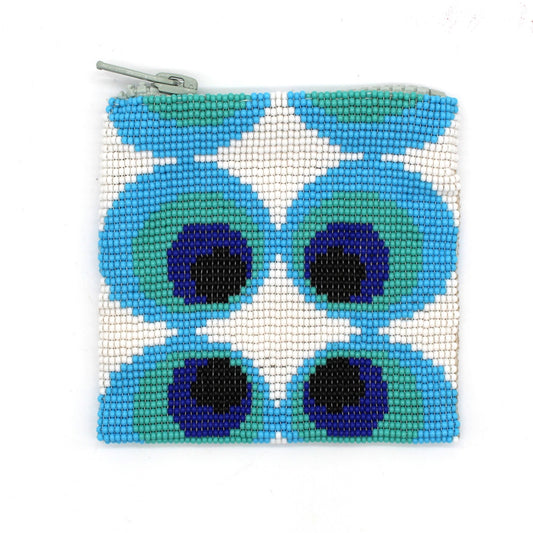 Glass Bead Square Clutch - TURQUOISE EYE