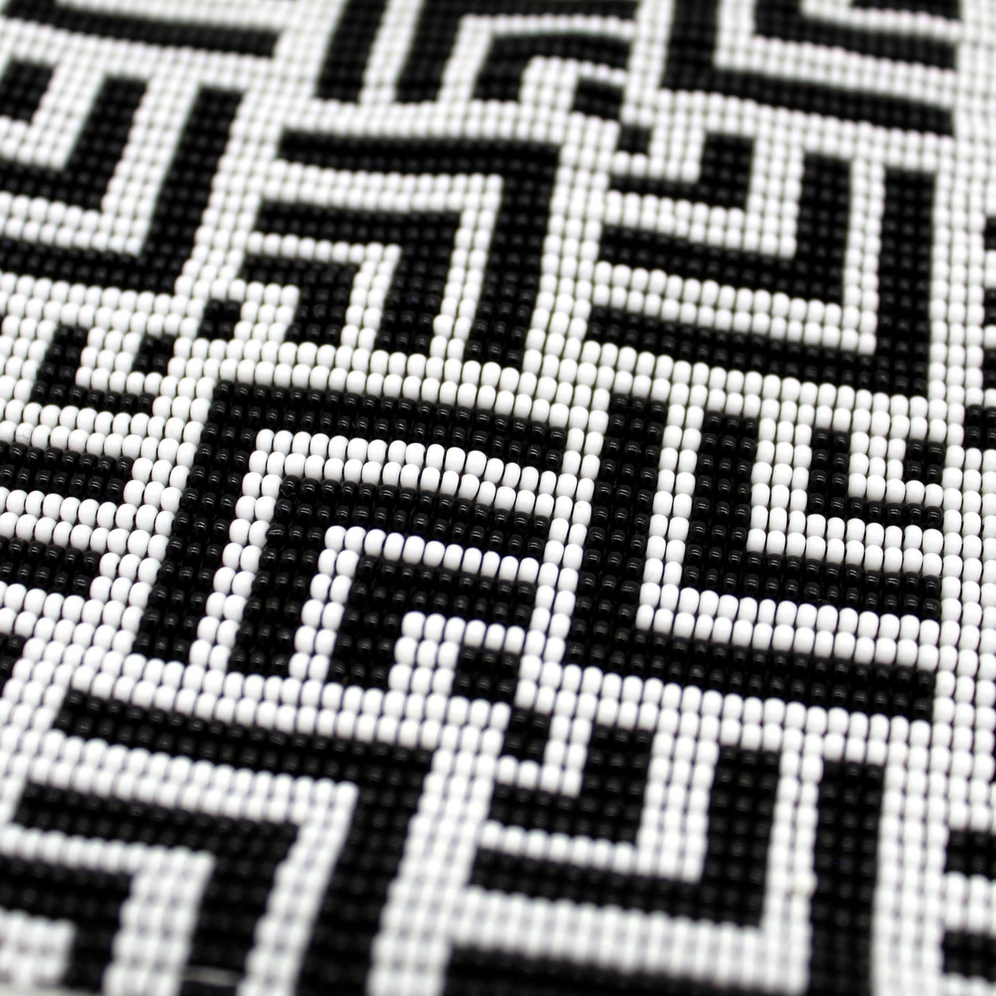 Labyrinth Glass Bead Clutch Black and White