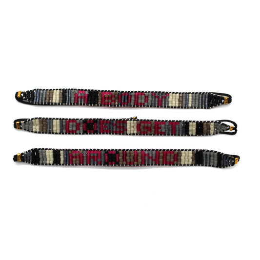 Glass Bead Bracelets WORD ART3 - set of 3 - A BODY DOES GET AROUND