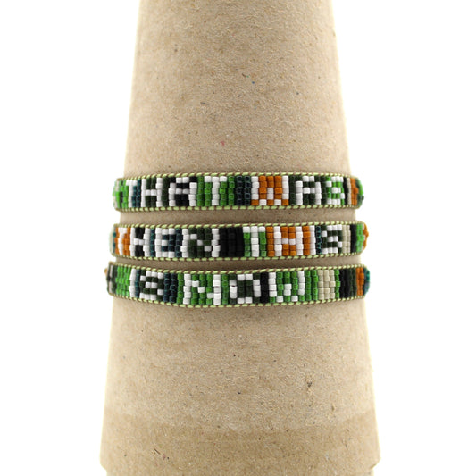 Glass Bead Bracelets WORD ART3 - set of 3 - THAT WAS THEN THIS IS NOW