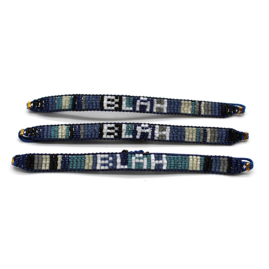 Glass Bead Bracelets WORD ART3 - set of 3 - BLAH BLAH BLAH