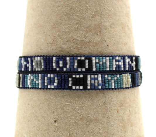 Glass Bead Bracelets WORD ART2 - set of 2 - NO WOMAN NO CRY