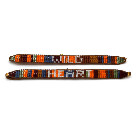 Glass Bead Bracelets WORD ART2 - set of 2 - WILD HEART