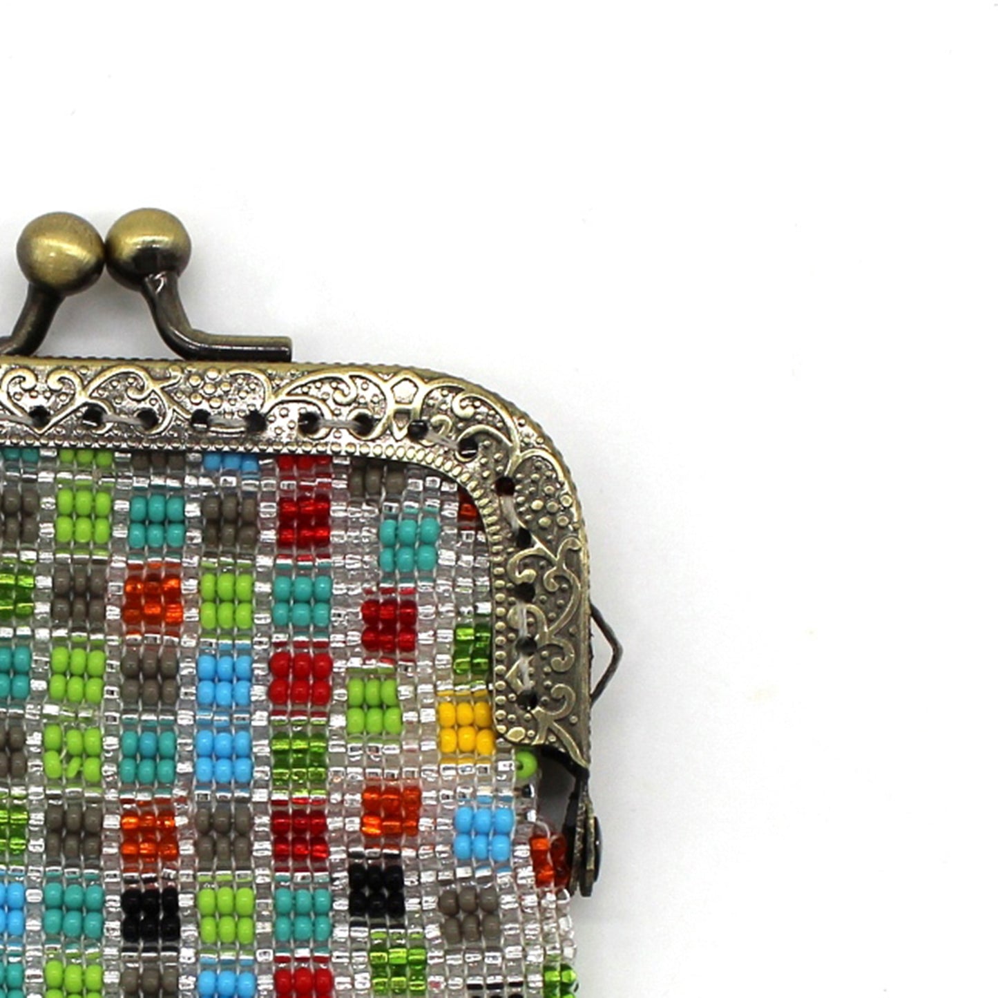 Glass Bead Coin Purse Metal Frame - CONFETTI