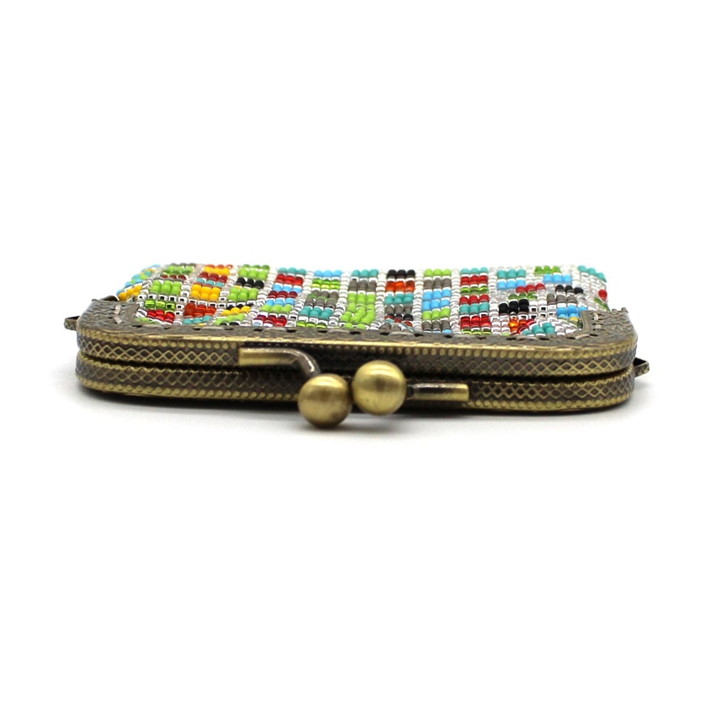 Glass Bead Coin Purse Metal Frame - CONFETTI