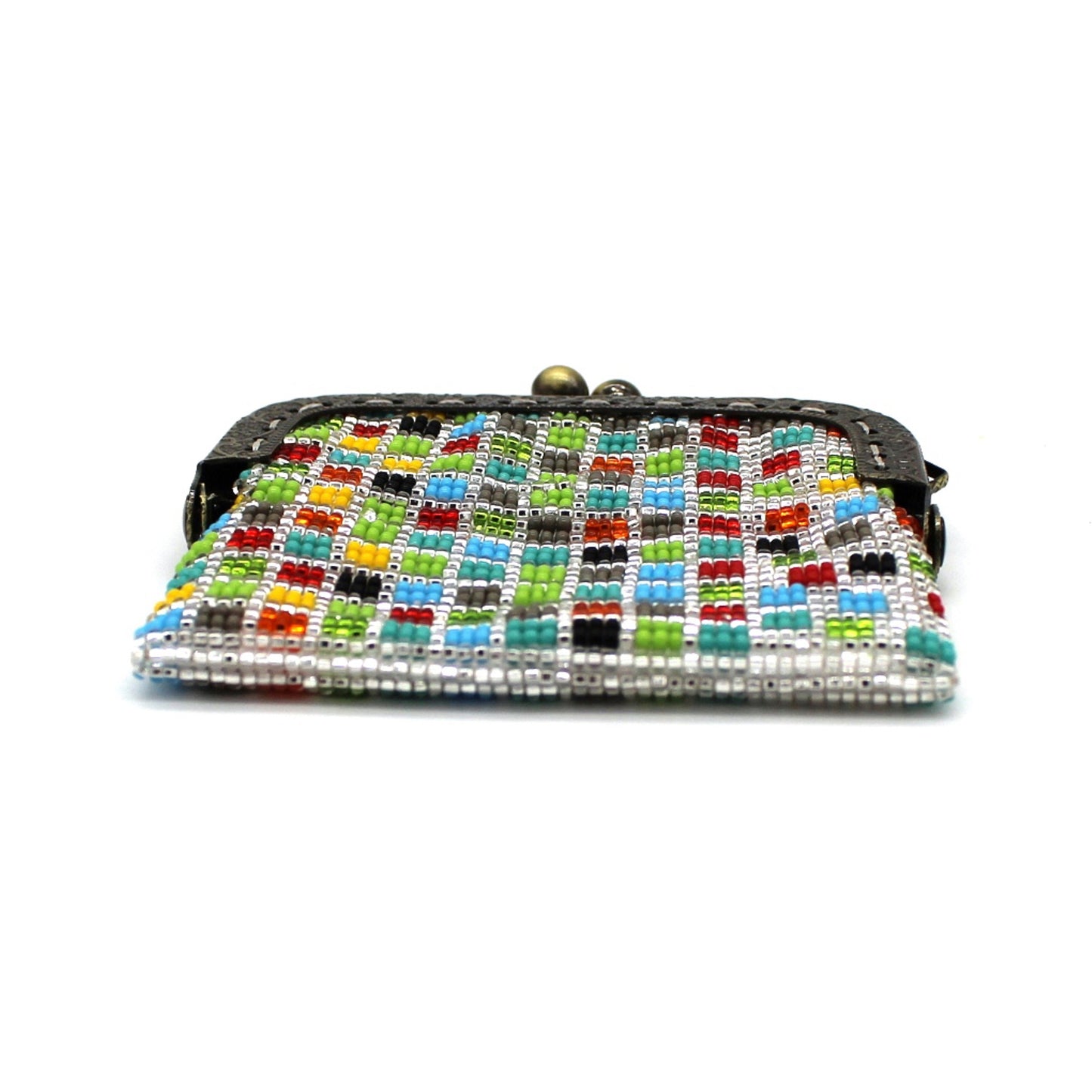 Glass Bead Coin Purse Metal Frame - CONFETTI