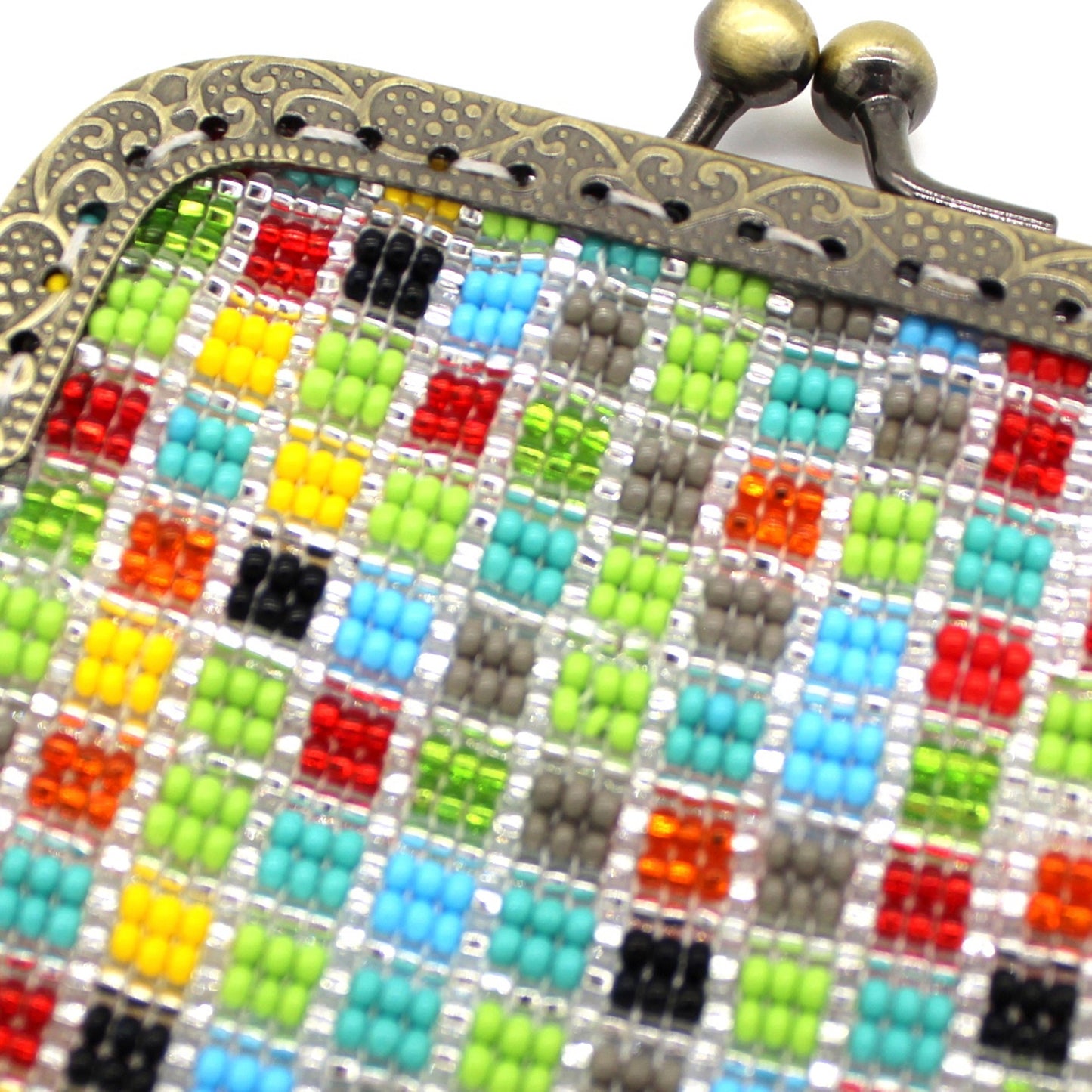 Glass Bead Coin Purse Metal Frame - CONFETTI