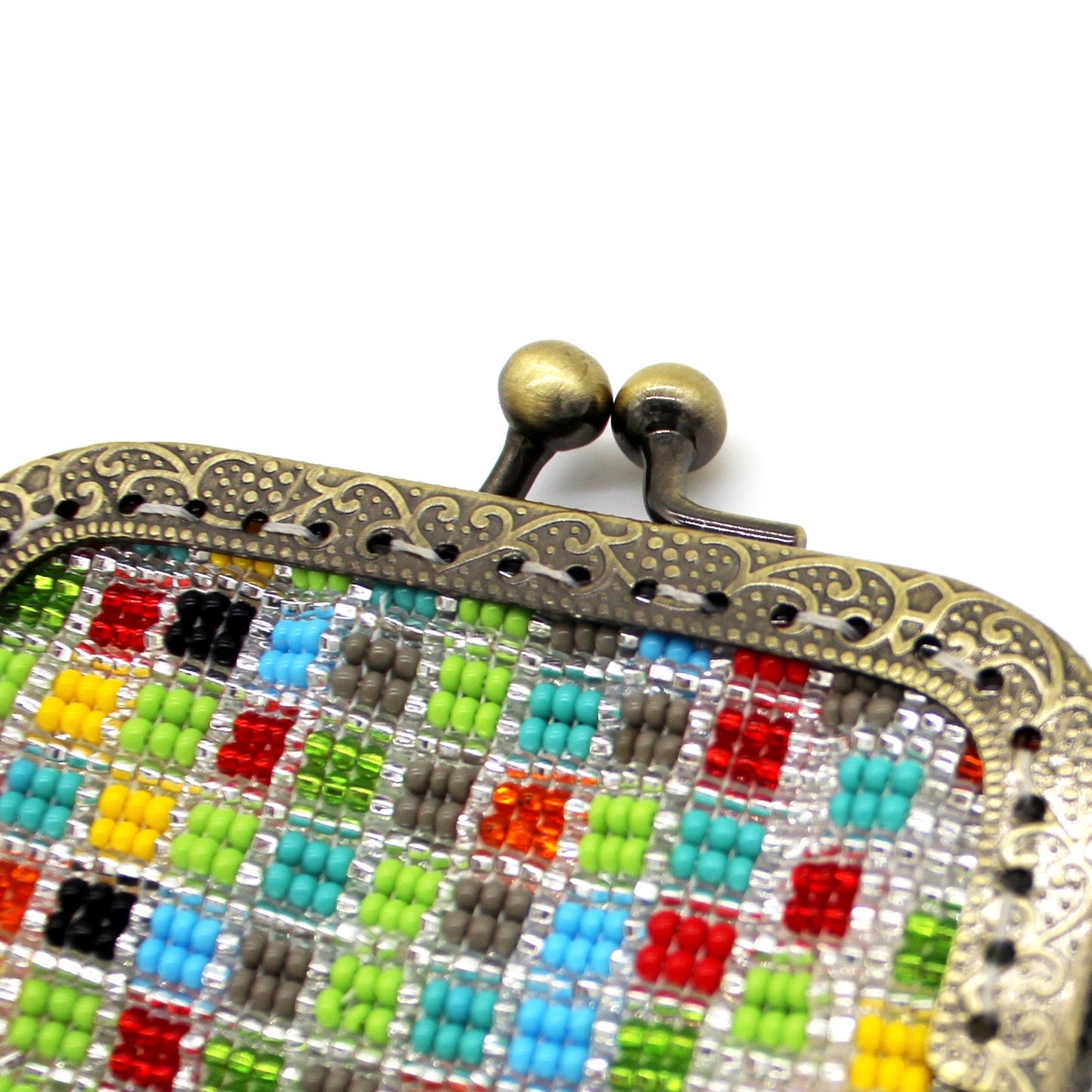Glass Bead Coin Purse Metal Frame - CONFETTI