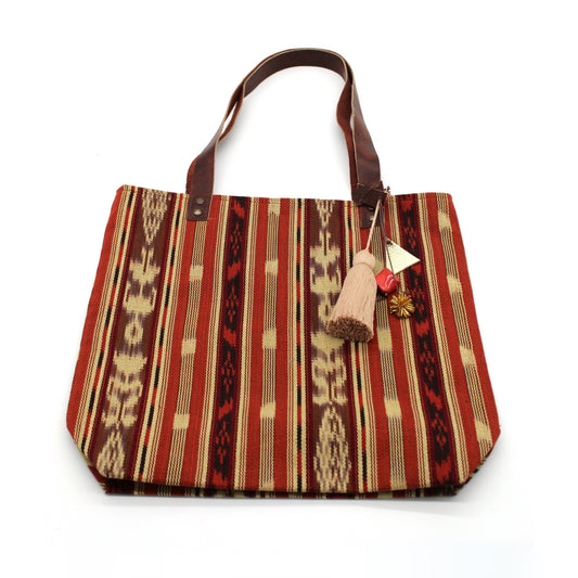 Tote BROWN & BRICK RED IKAT