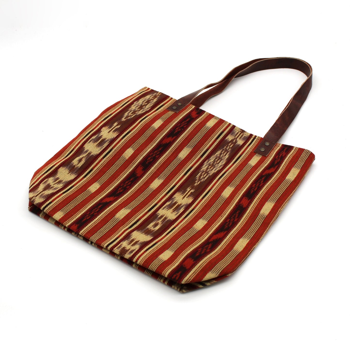 Tote BROWN & BRICK RED IKAT