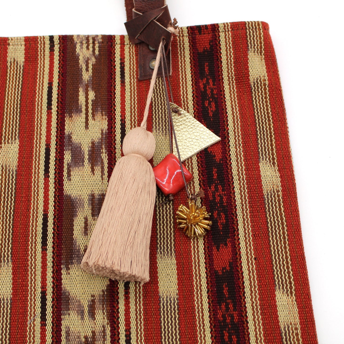 Tote BROWN & BRICK RED IKAT