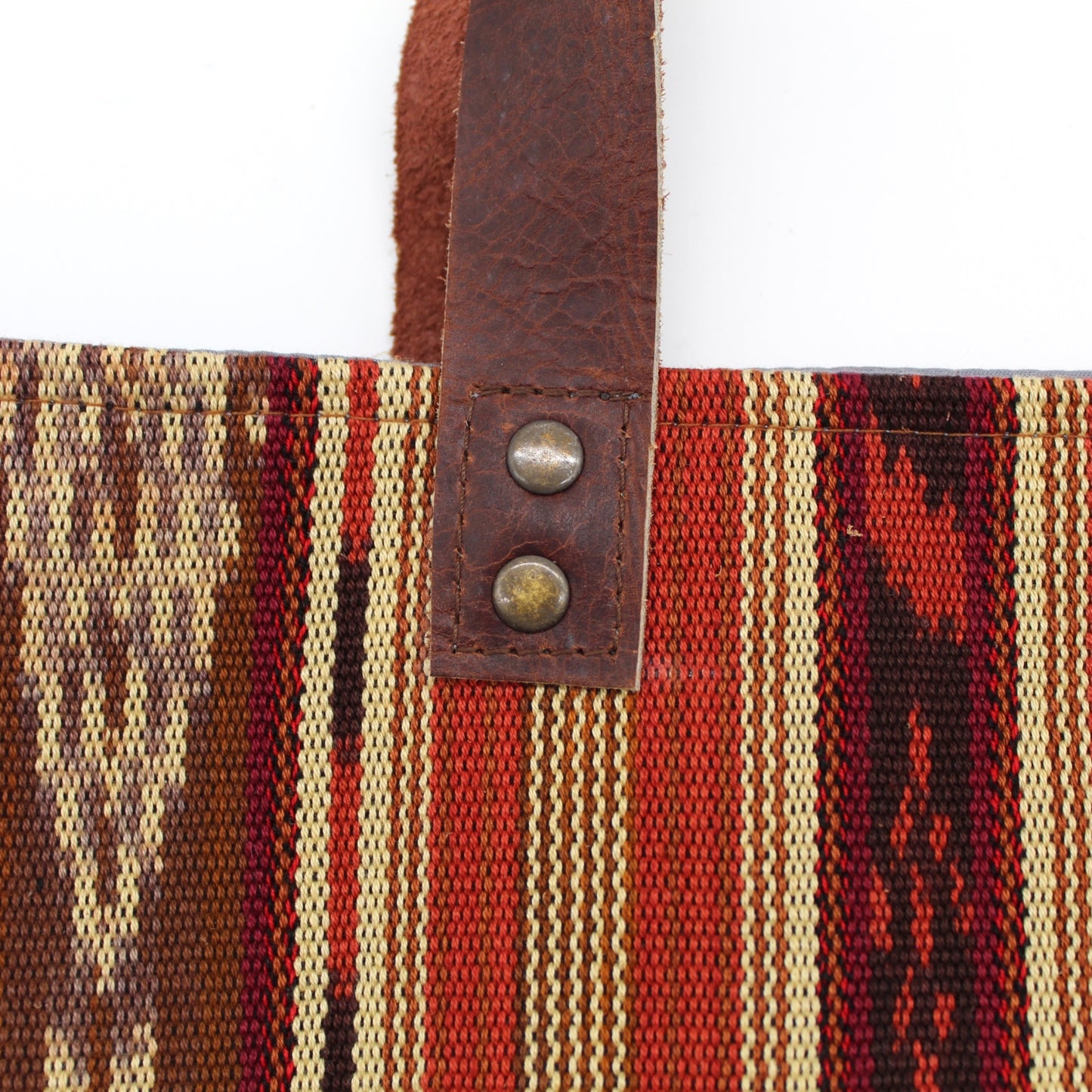 Tote BROWN & BRICK RED IKAT