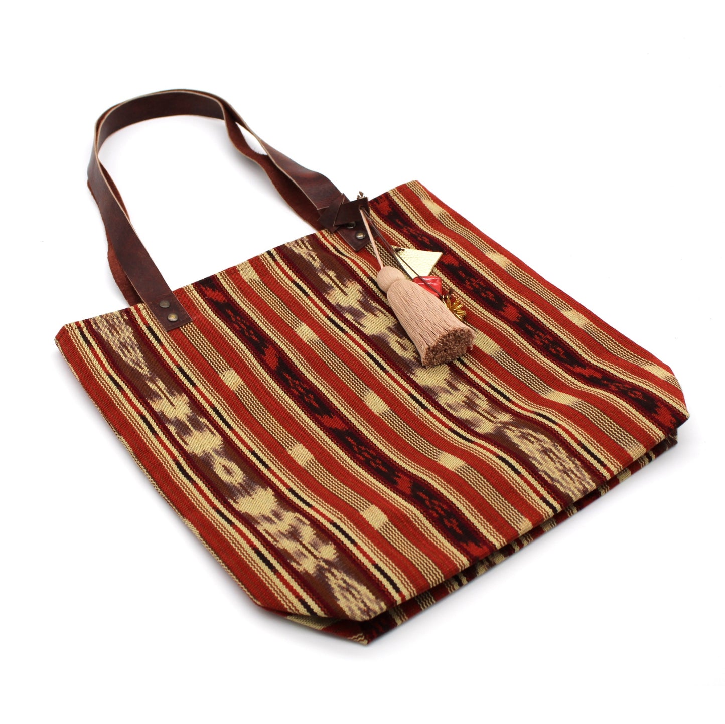 Tote BROWN & BRICK RED IKAT