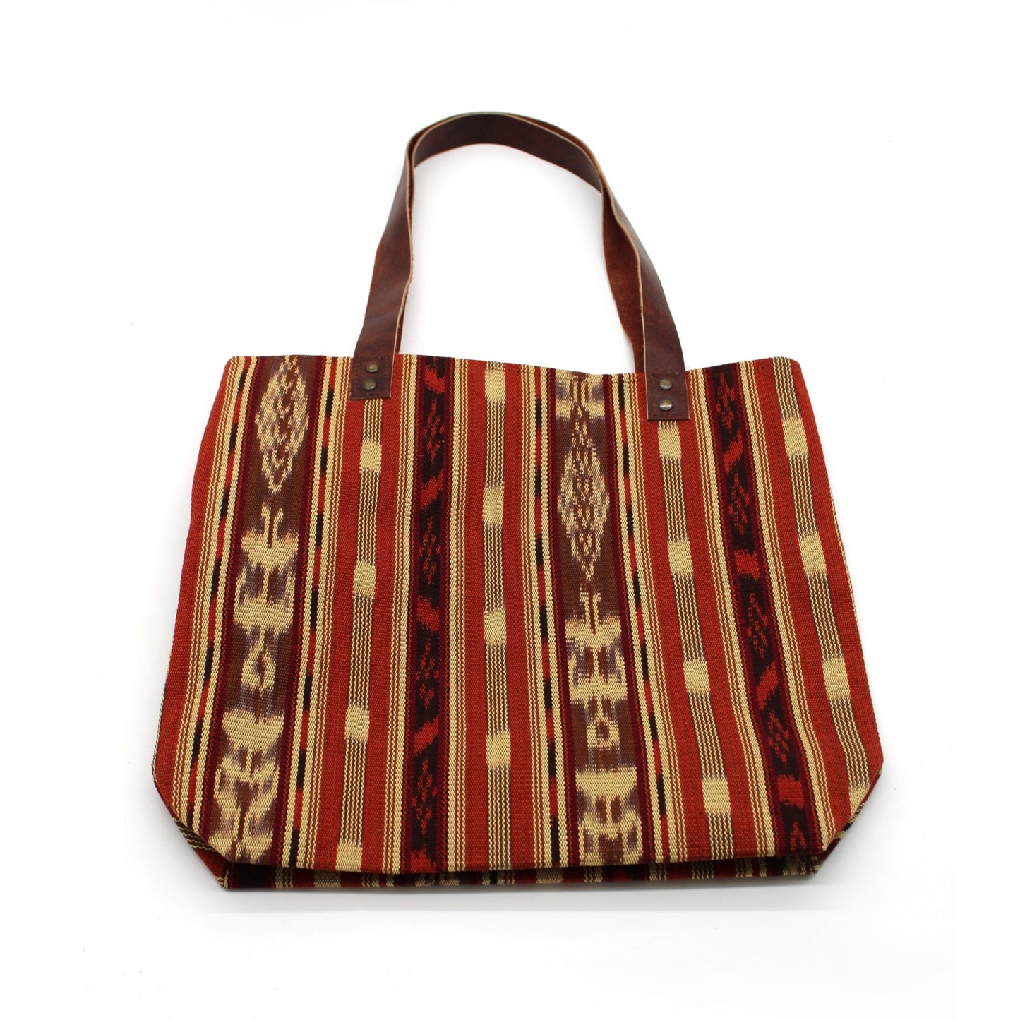 Tote BROWN & BRICK RED IKAT