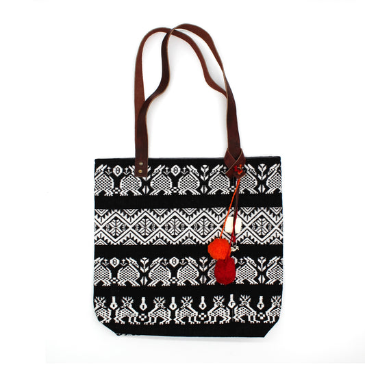 Tote BLACK & WHITE BROCADE