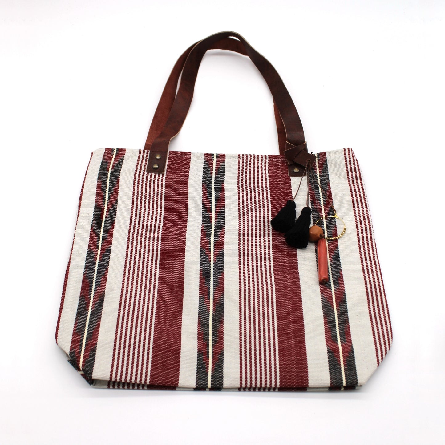 Tote RED & BLACK STRIPES IKAT