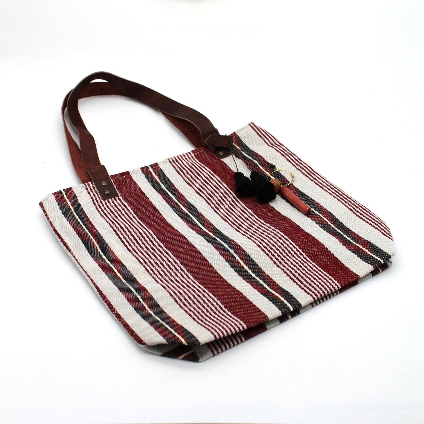 Tote RED & BLACK STRIPES IKAT