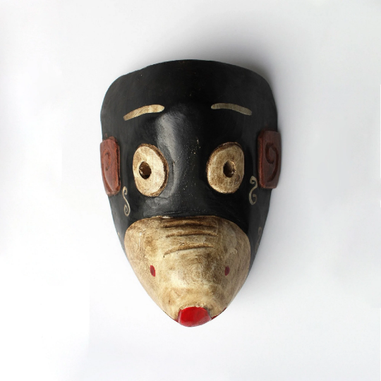 Handcarved Wooden Stick-out Tongue Monkey Mask