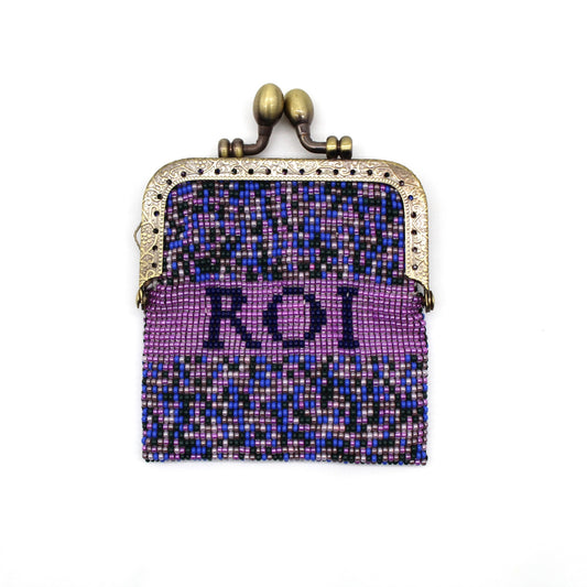 Glass bead coin purse with metal frame - ROI