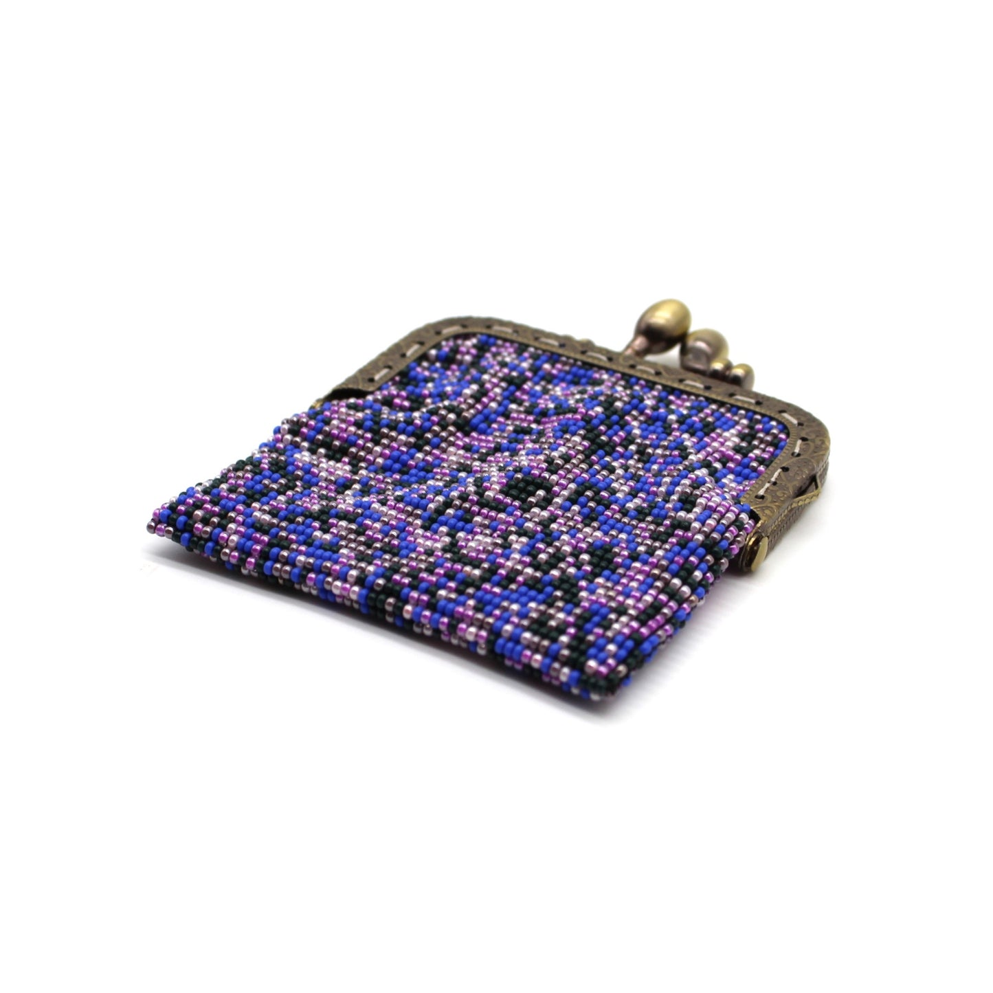 Glass bead coin purse with metal frame - ROI