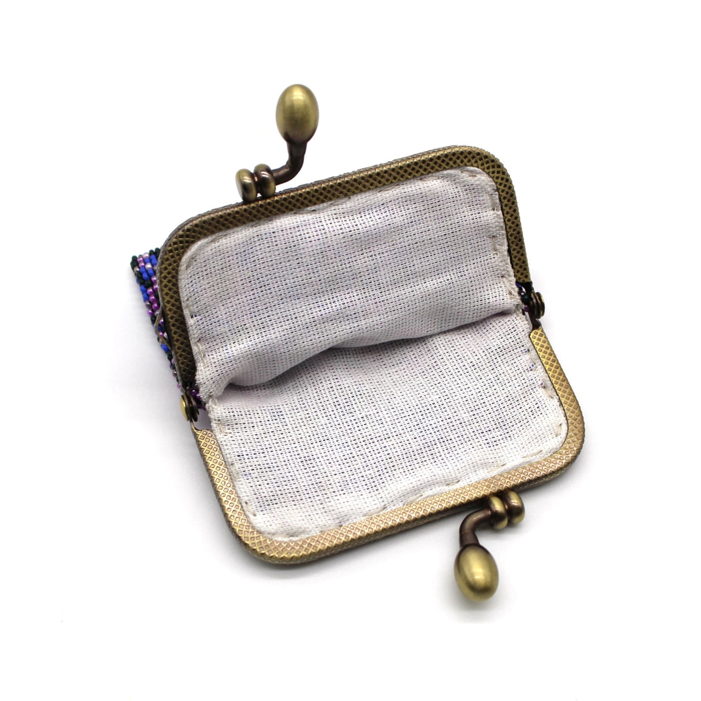 Glass bead coin purse with metal frame - ROI