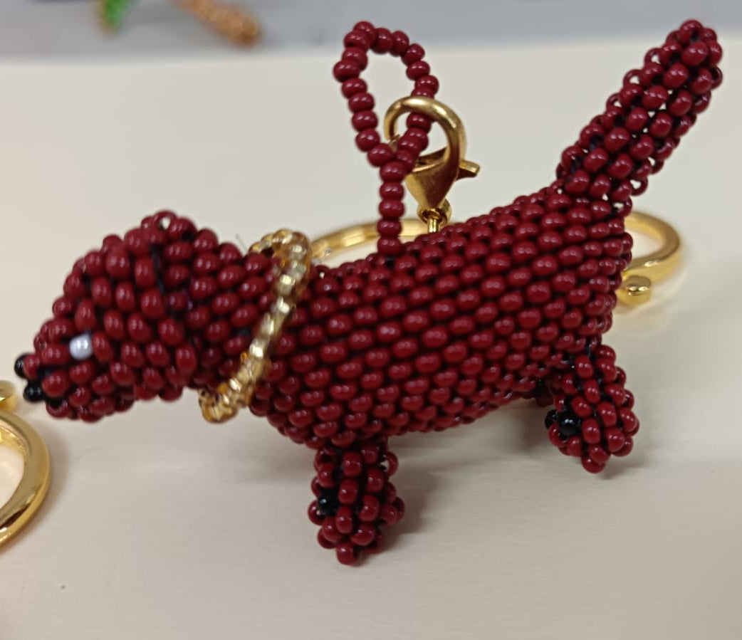 Bag charm - Beaded DACHSHUND
