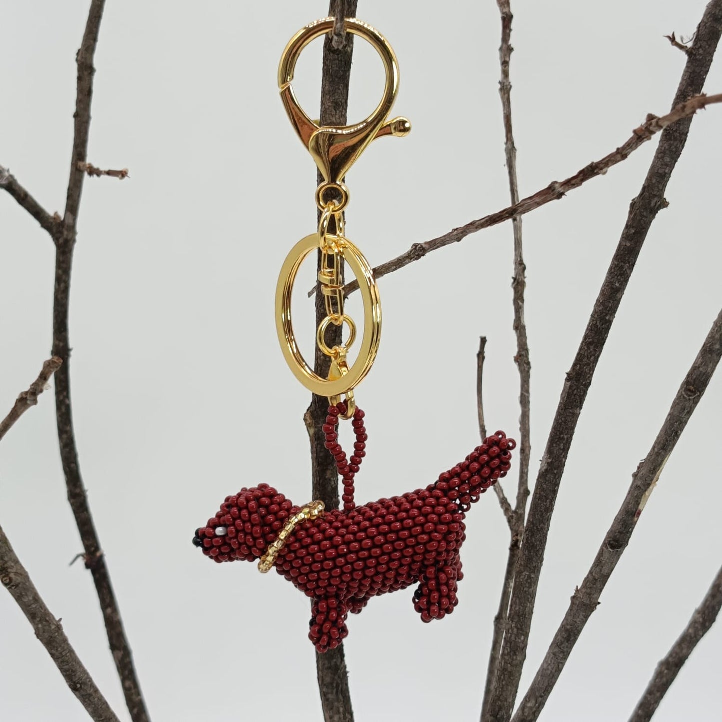 Bag charm - Beaded DACHSHUND
