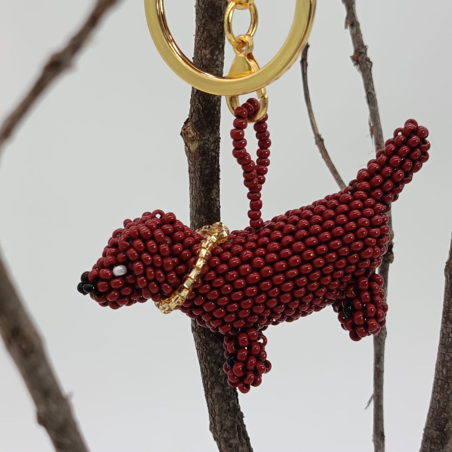 Bag charm - Beaded DACHSHUND