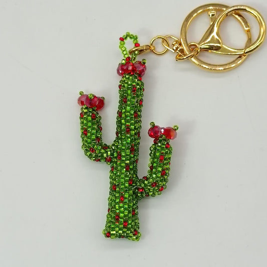Bag charm - Beaded Cactus